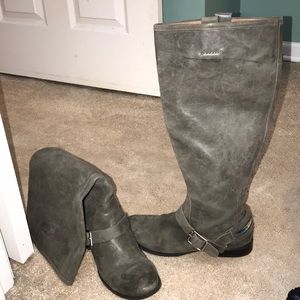 Lucky Brand May gray leather riding boots